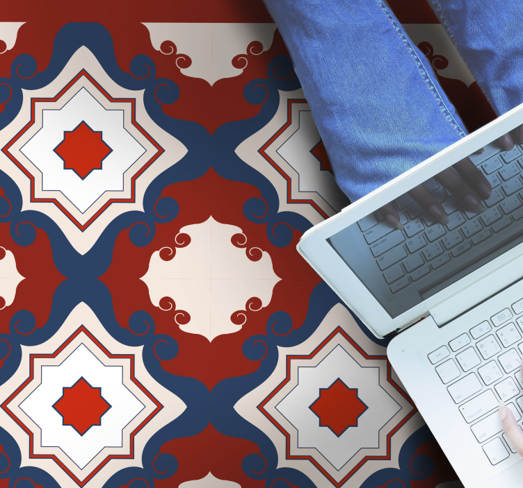 Rdeče vintage ploščice mozaik talne ploščice - TenStickers