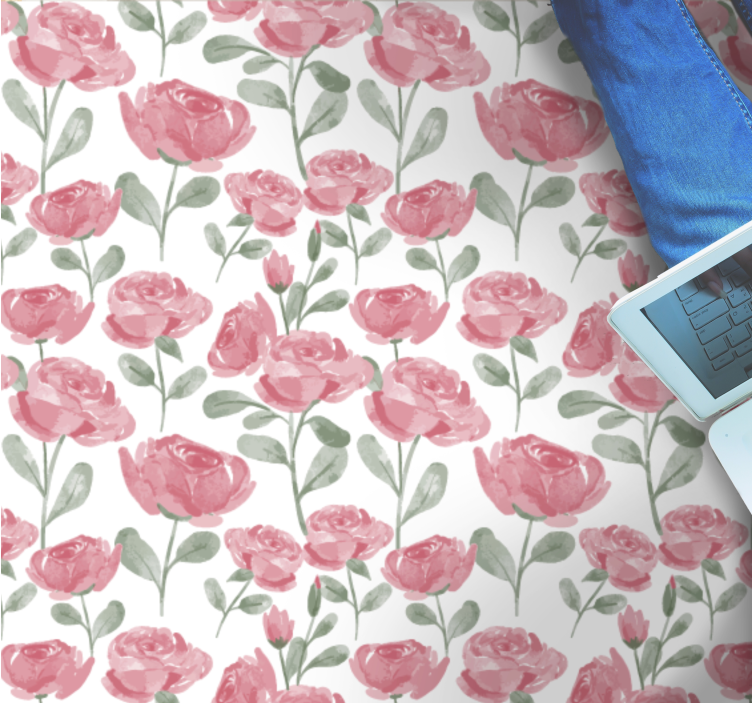 Botanični motiv makov cvetlična vinilna preproga - TenStickers