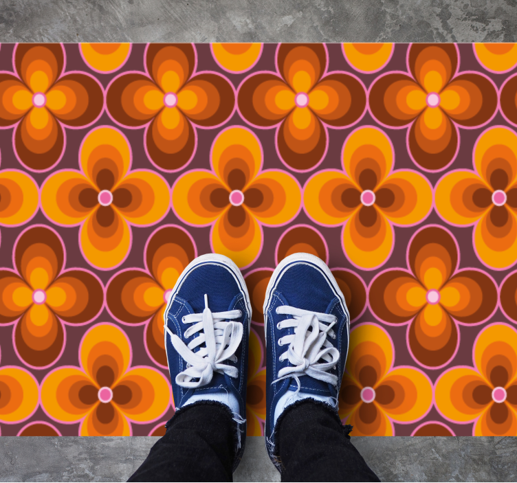 Retro cvetlični vzorec Vintage vinilna preproga - TenStickers