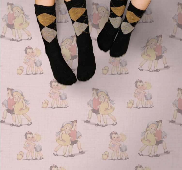 Retro igrivi prijatelji Otroške vinilna preproga - TenStickers