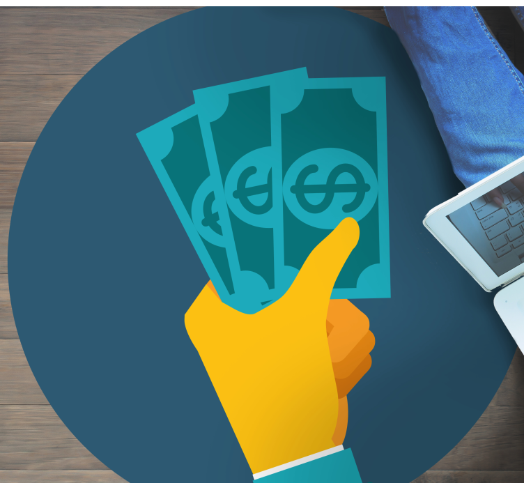 Risanka roka z denarjem domača pisarna vinil preproga - TenStickers