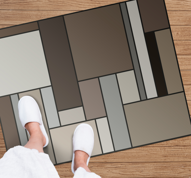 Rjave kvadratke geometrijske preproge iz vinila - TenStickers