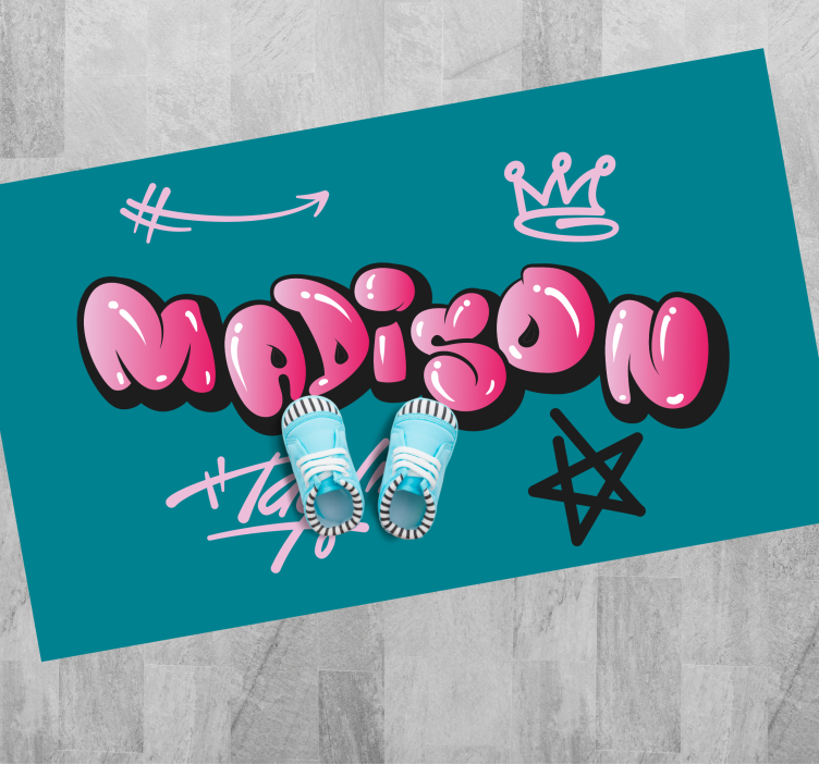 Roza grafiti z imenom Vinilna preproga za najstnike - TenStickers
