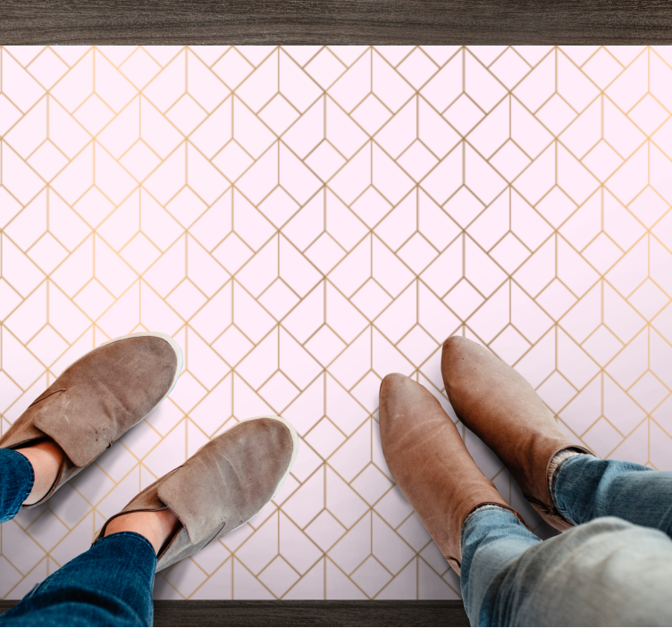 Roza z zlatimi črtami preproga z ragularnim vzorcem - TenStickers