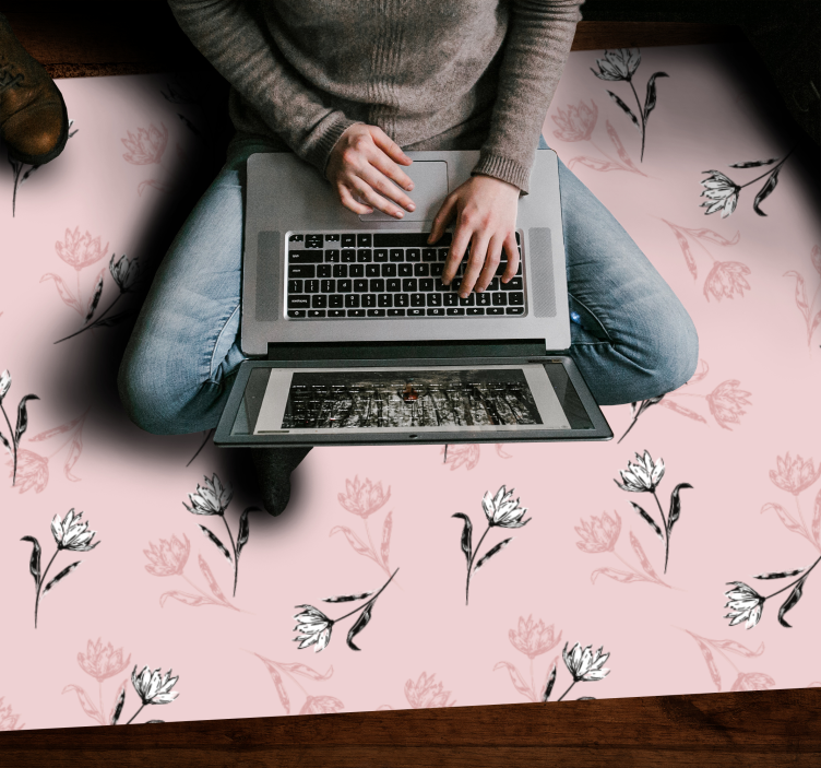 Rožnato cvetlično ozadje cvetlična vinilna preproga - TenStickers