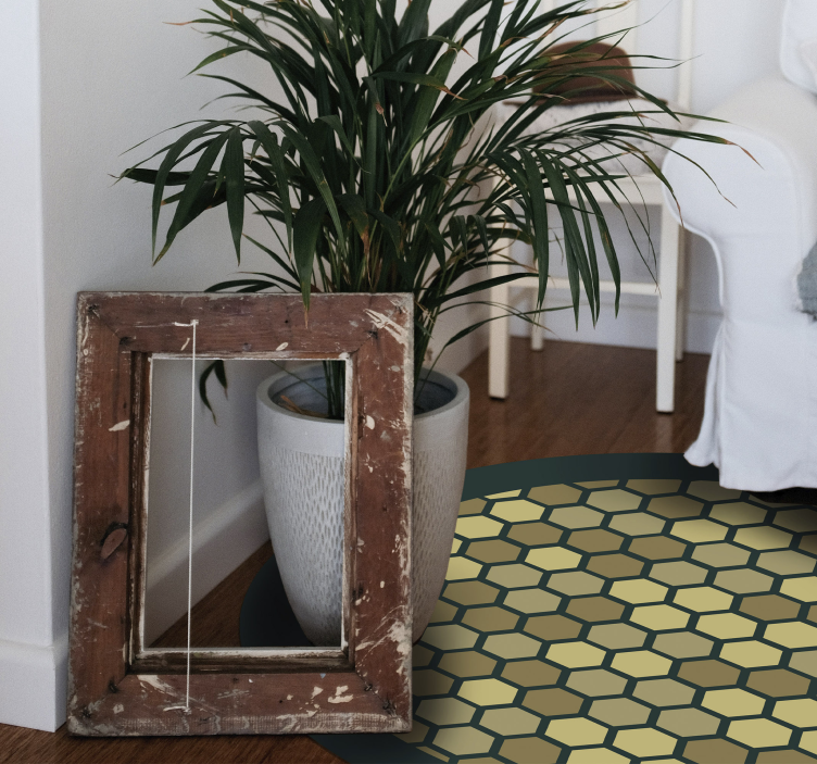 Rumeni kamni v zeleni betonski sodobni preprogi - TenStickers