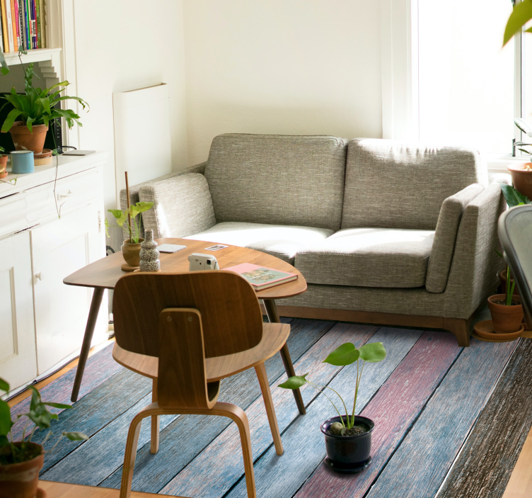 Kmečka barvita lesena deska tekstura preproga - TenStickers