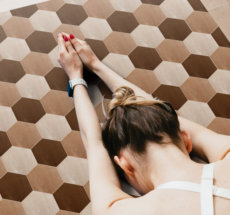 šestkotna lesena tekstura vinil preproga - TenStickers