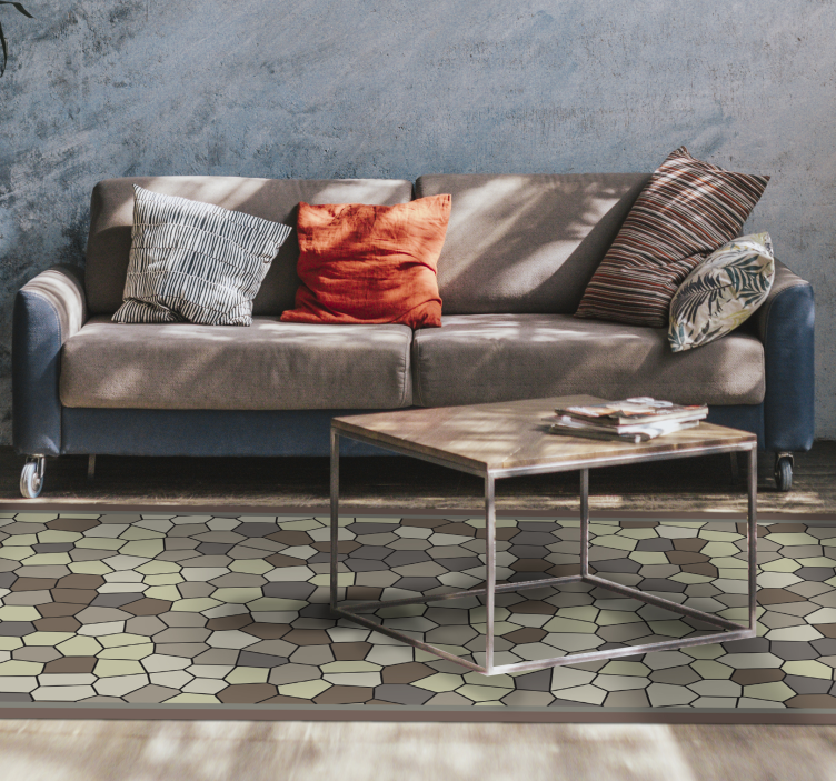 šesterokotni kamniti vzorec Vinilna mozaik preproga - TenStickers