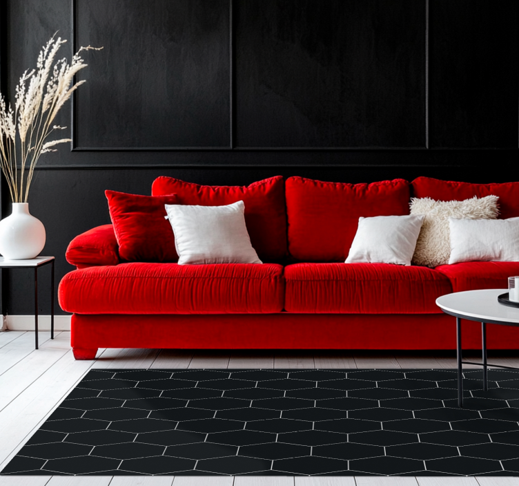 šesterokotni mozaik Črni vinilni preproga - TenStickers