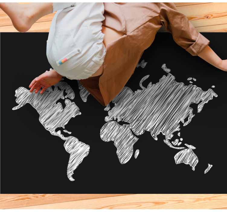 Siva tabla z vzorcem Vinilna preproga z zemljevidom sveta - TenStickers