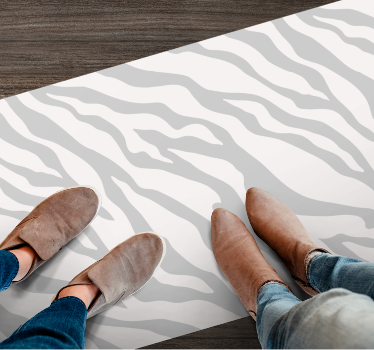Sive zebraste črte vinilni tepih s potiskom živali - TenStickers