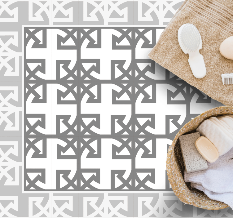 Sivo -bele zapletene črte preproga iz ploščic - TenStickers