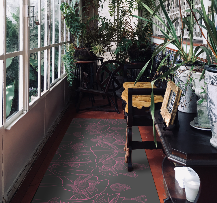 Skica cvetlične konture cvetlična vinilna preproga - TenStickers