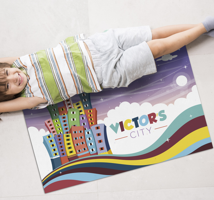 čudovita sladka mestna vinilna preproga z imenom - TenStickers