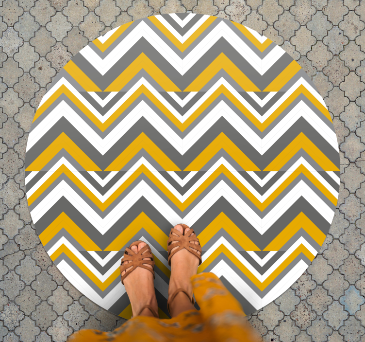 Chevron grey and yellow vinilne preproge z vzorci - TenStickers