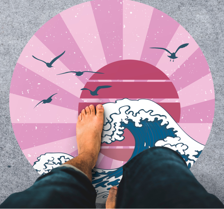 Roza val kanagawa Vinilne preproge z geometrijskimi vzorci - TenStickers