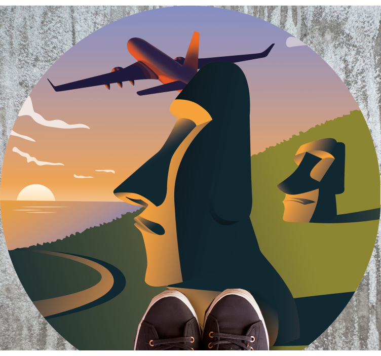 Sončni zahod na velikonočnem otoku Okrogla vinilna preproga - TenStickers