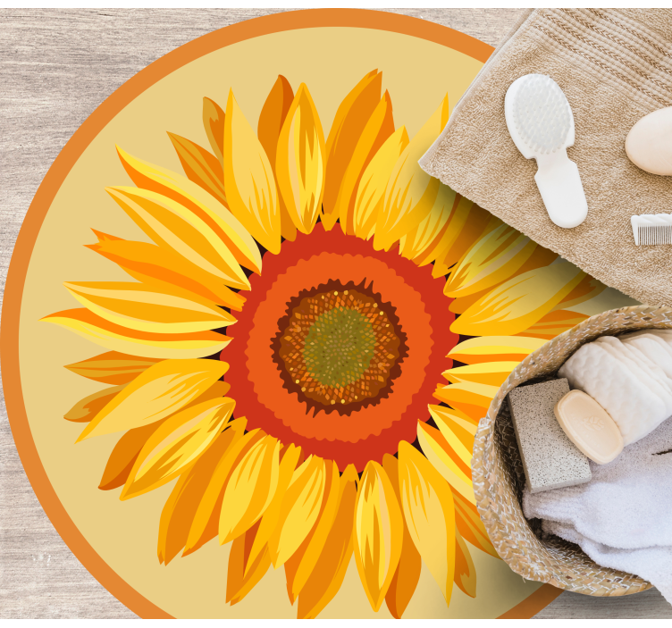 Sončnica okrogla cvetlična vinilna preproga - TenStickers