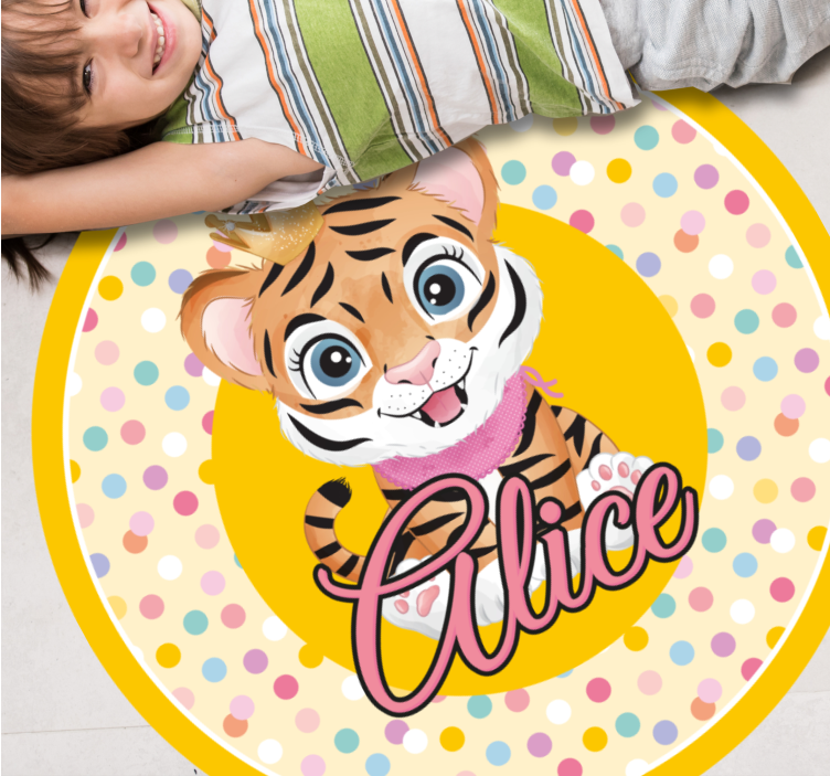 Srčkan tiger za dekle z imenom baby play mat - TenStickers