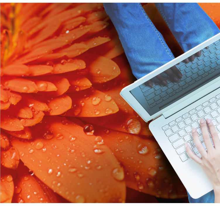 Svetlo oranžni cvetni listi cvetlična vinilna preproga - TenStickers