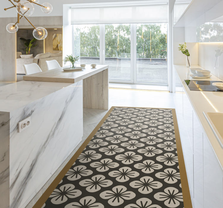 Talna zasnova črna cvetlična preproga - TenStickers