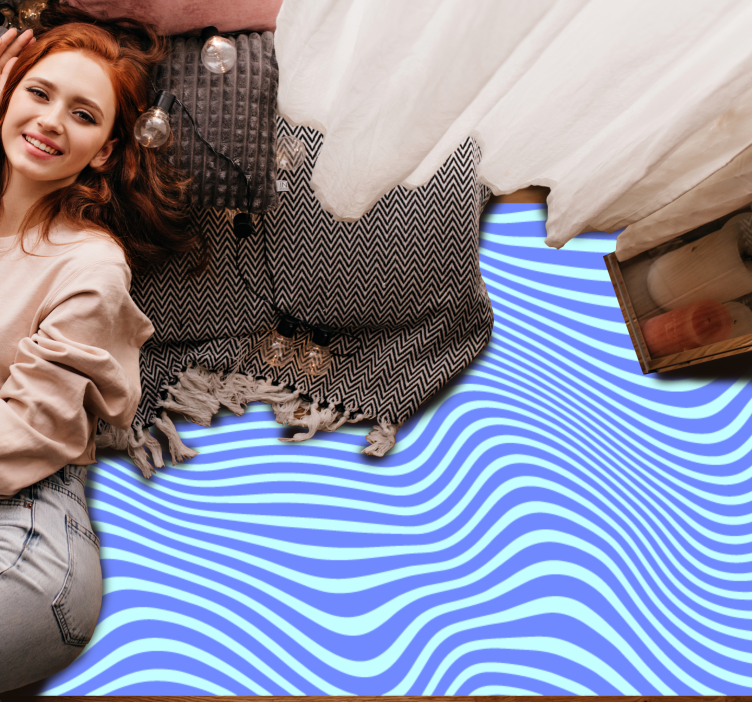 Tekoči modri valovi Vinilne preproge z geometrijskimi vzorci - TenStickers