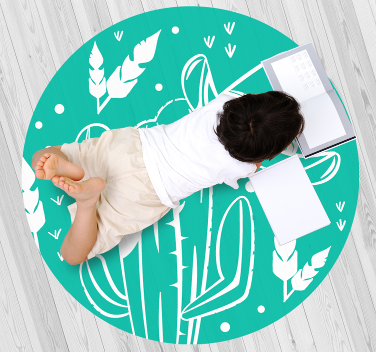 Tema botanični kaktus cvetlična vinilna preproga - TenStickers