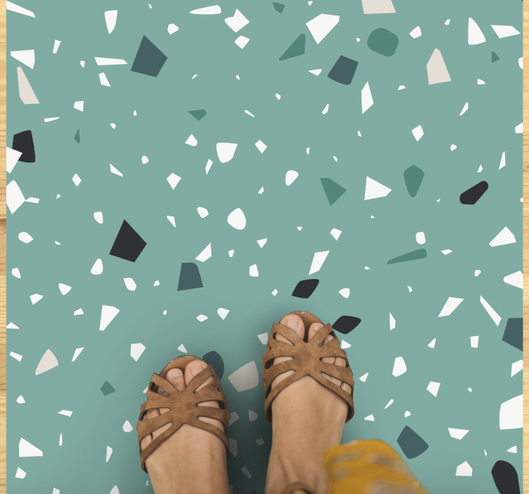 Zeleni teraco slog Vinilna preproga s kamnitim vzorcem - TenStickers