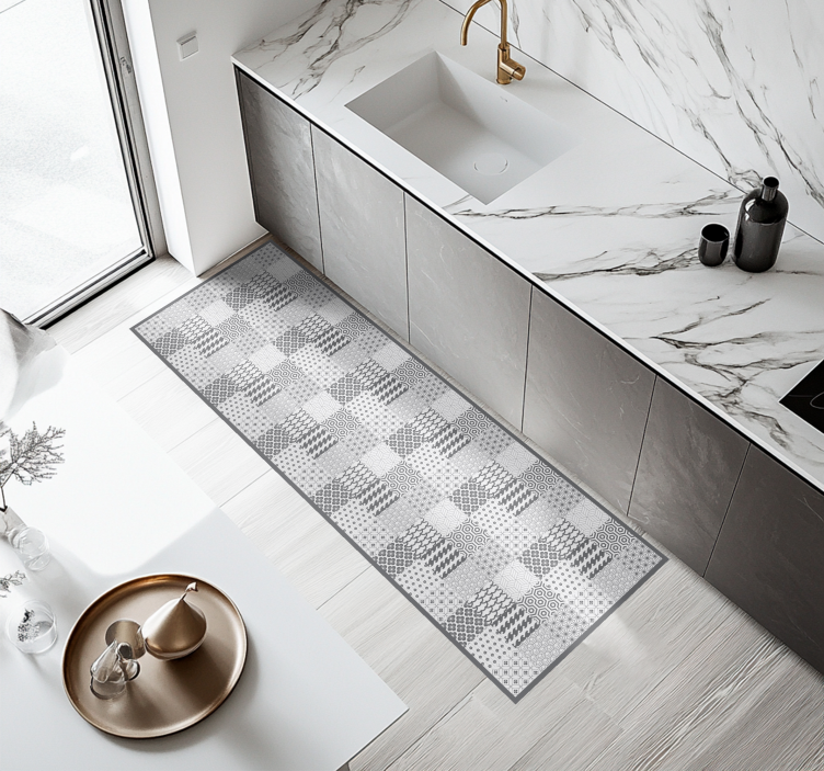 Učinek geometrijskih ploščic Vinilna preproga za kuhinjo - TenStickers