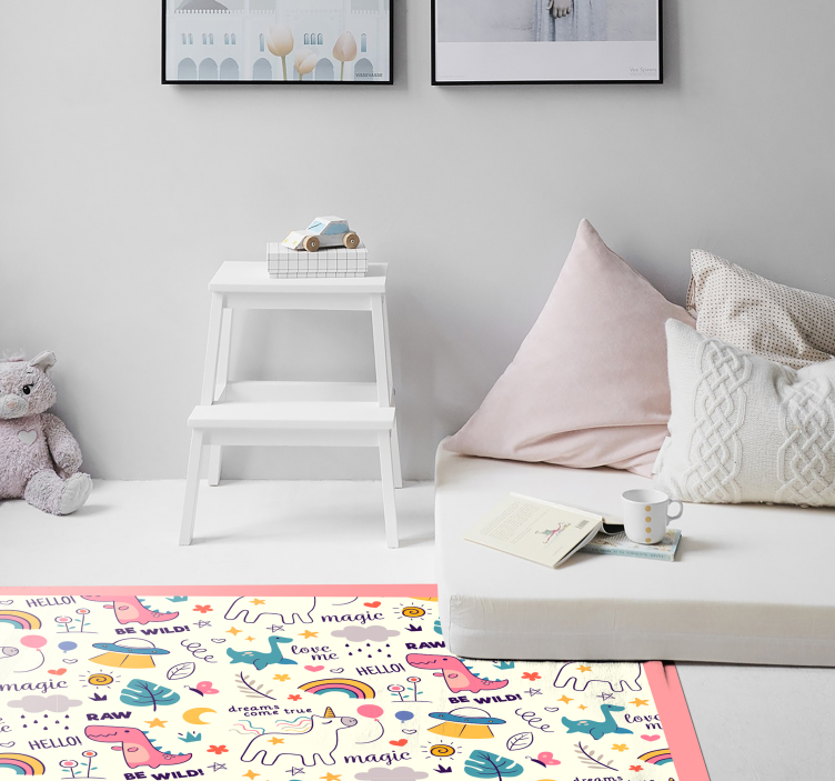 Unicorns happy magic vzorec vinil preproga - TenStickers