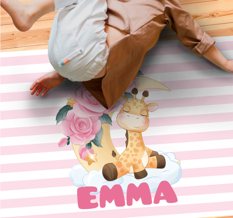 Vesela žirafa po meri Vinilna preproga za dojenčke - TenStickers