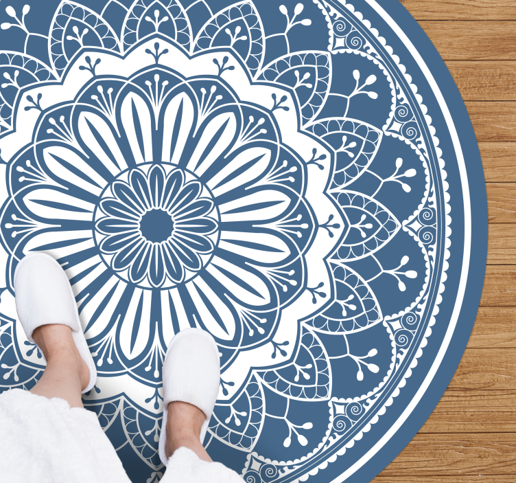 Velika mandala na modri vinilni preprogi mandala - TenStickers