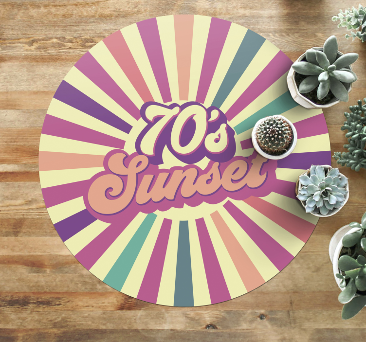 Vibe sončnega zahoda 70. Let vinilne preproge z napisom - TenStickers