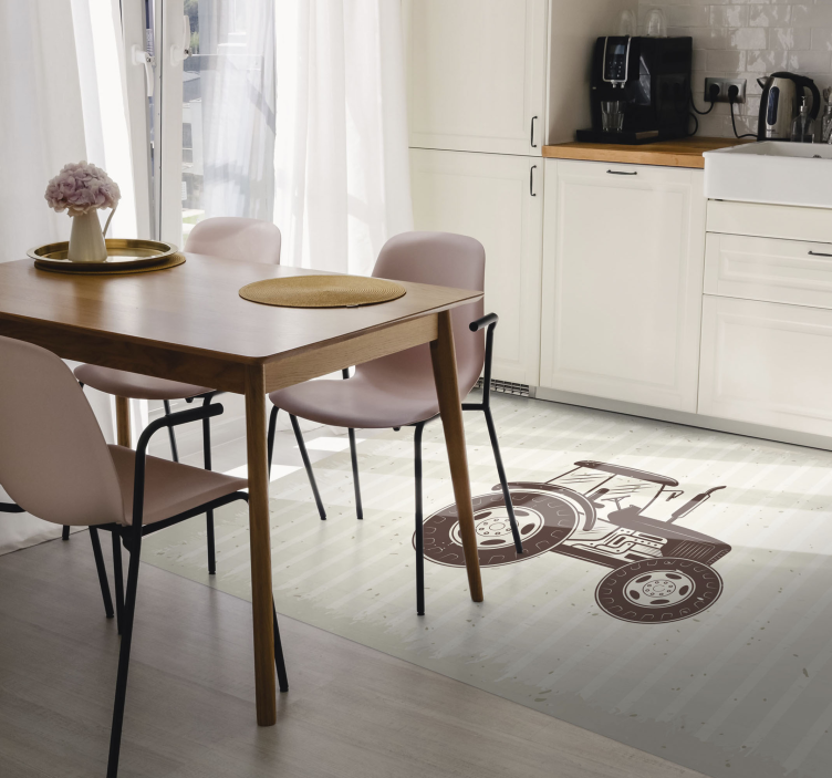 Vintage kmetijski traktor vintage vinil preproga - TenStickers