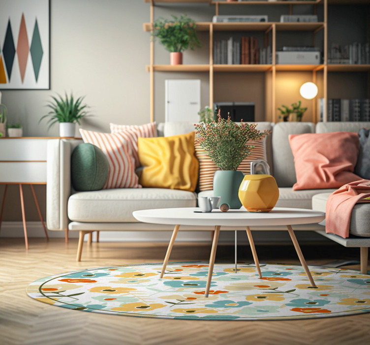 Vodenobarvne cvetlice Naravne vinilnea preproga - TenStickers