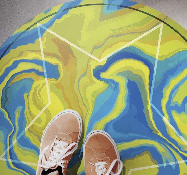 Modra in rumena zvezda vinilna preproga - TenStickers