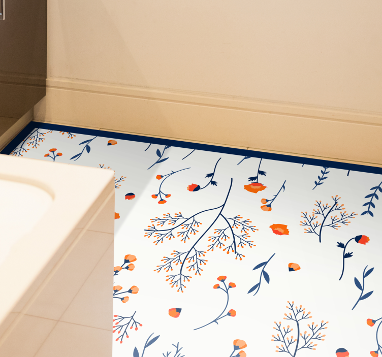 Vzorec cvetličnih vej cvetlična vinilna preproga - TenStickers