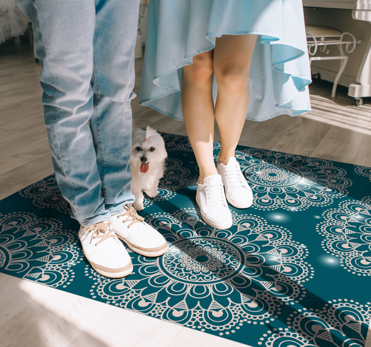 Modri čarobni vzorec Vinilna preproga mandala - TenStickers