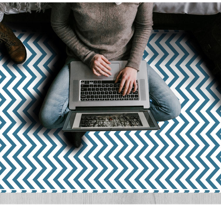 Modro-beli ševronski slog Vinilna preproga s črtami - TenStickers