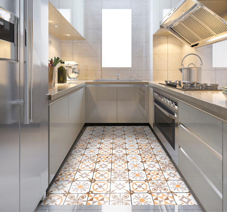 Z okrašenim vzorcem Vinilna talna obloga v imitaciji ploščic - TenStickers