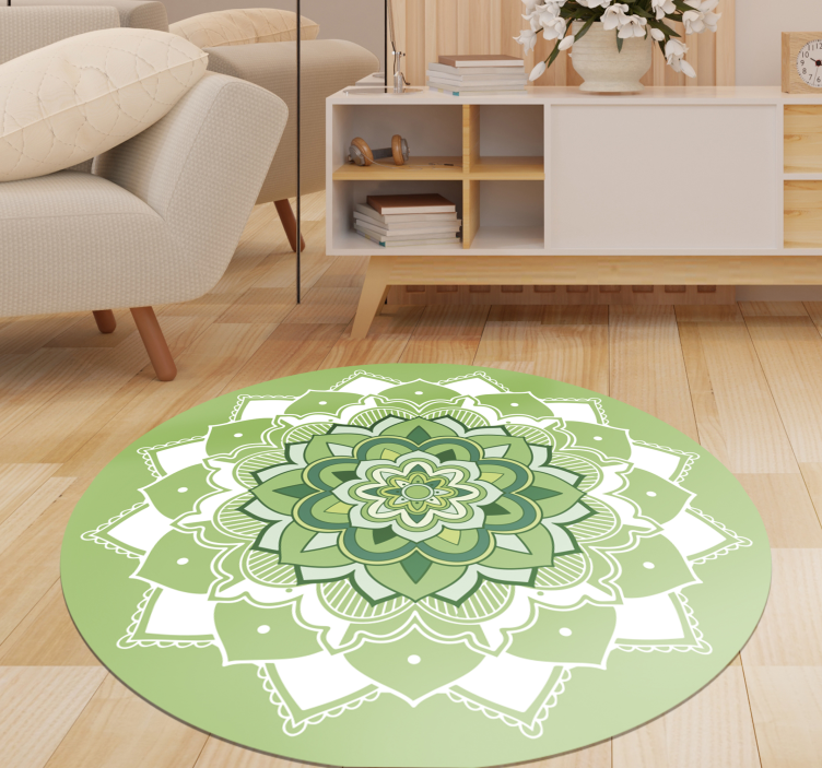Zelena cvetna mandala vinilna preproga - TenStickers