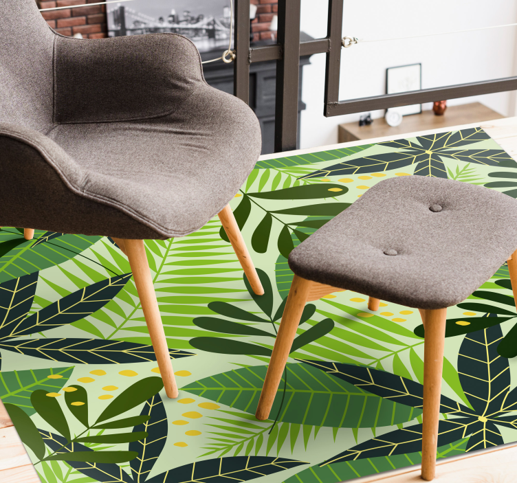 Zeleni listi cvetlični preprogo design - TenStickers