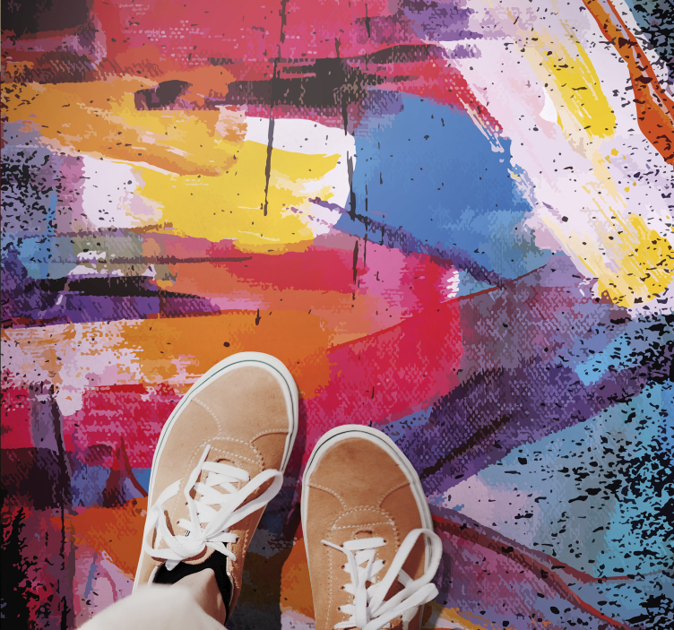 živahen abstraktni pljusk sodobne vinilne preproge - TenStickers