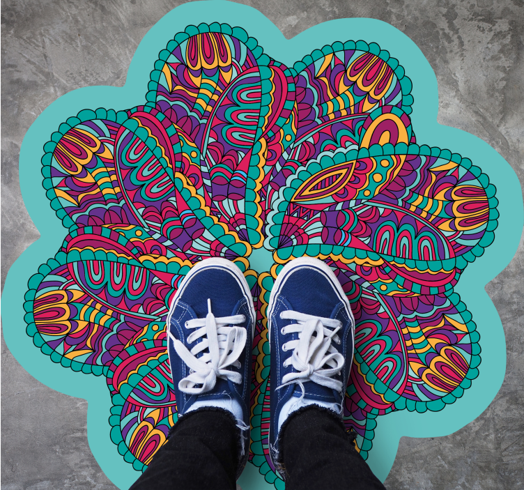 živahen barvit motiv Vinilna preproga mandala - TenStickers