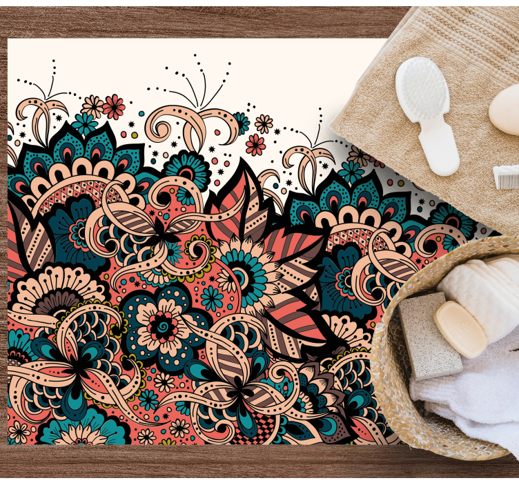 živahni cvetlični elementi Vinilna preproga mandala - TenStickers