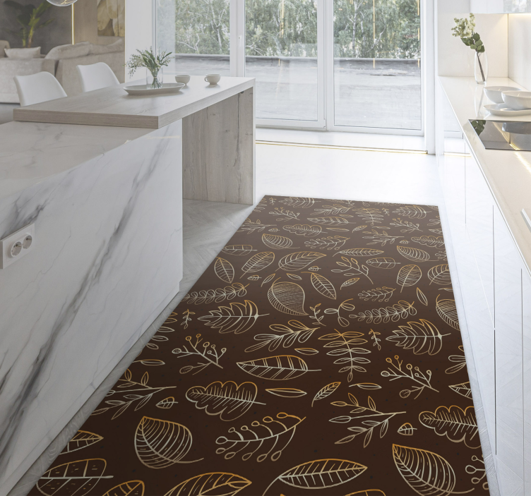 Zlata jesenska retro vinilna preproga za kuhinjo - TenStickers