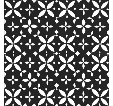 črni cvetlični geometrijski Vinilna preproga za jedilnico - TenStickers
