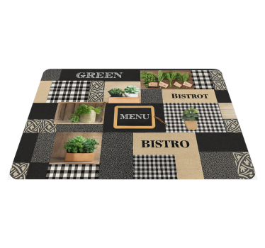 Črno-beli bistro vinilna preproga za kuhinjo - TenStickers