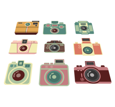 Vinilna preproga za jedilnico vintage fotoaparati - TenStickers